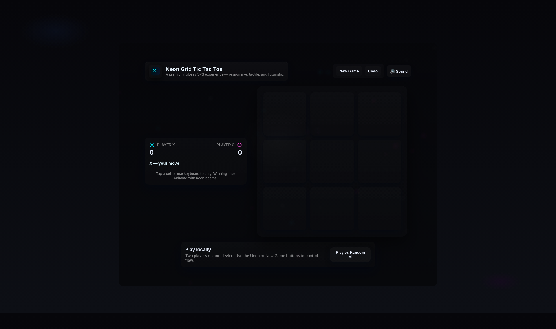 Neon Tic Tac Toe preview